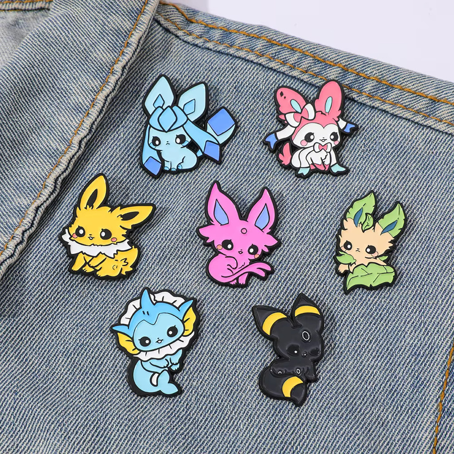 Potdemiel Anstecknadel-Set, 9-teilig, Anime-Pokémon, Eevee-Evolution, Emaille-Pins - Bild 3