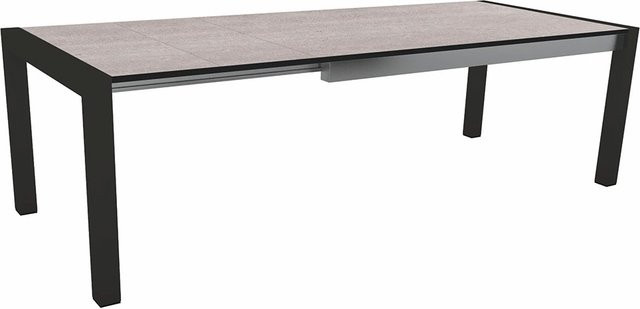 Stern Ausziehtisch Silverstar Stone light aus Aluminium in Schwarz Matt, B/T: 174 x 90 cm bis 254 x 90 cm - Bild 1
