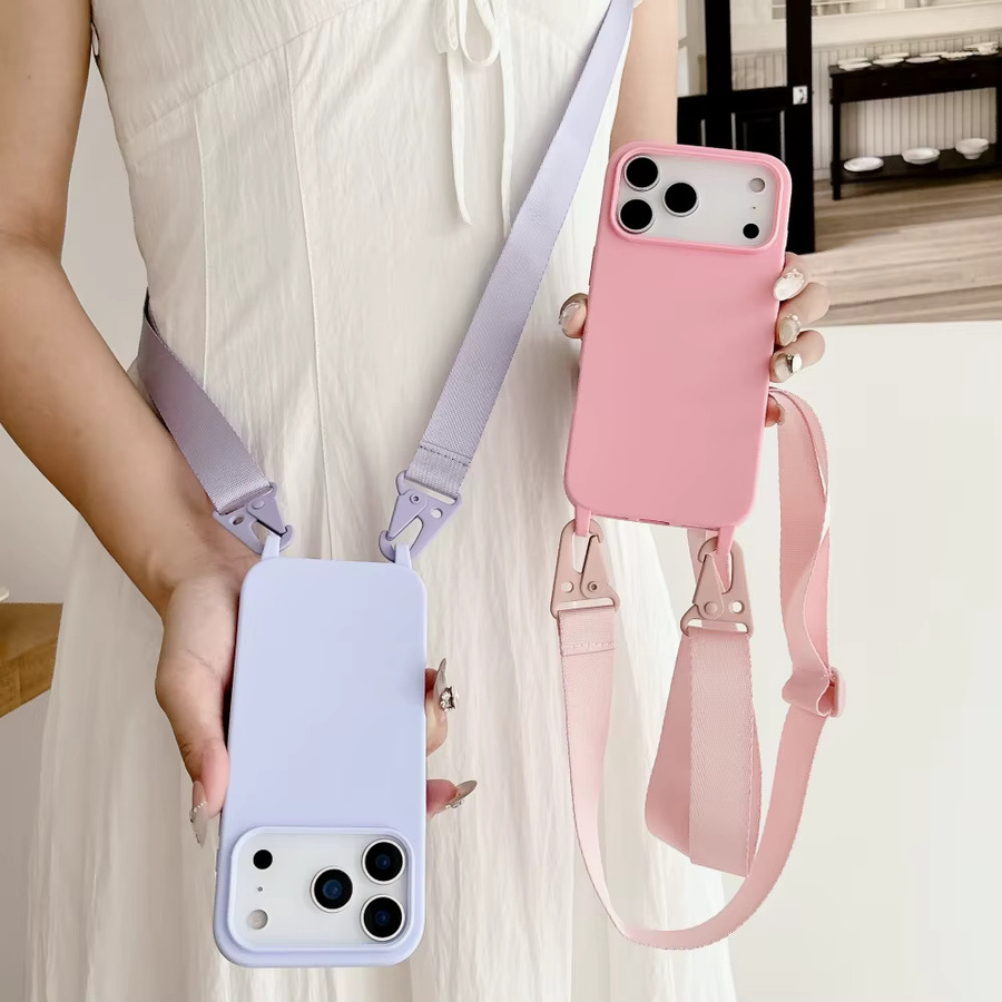 szHAIyu Silikon-Handyhülle mit Crossbody-Halskettenband für Apple iPhone, Blau - Bild 1