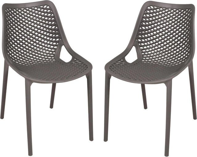 DELUKE Gartenstuhl 2er Set ERIK aus Kunststoff in Anthrazit, wetterfeste stapelbare Outdoor-Essstühle für Terrasse und Garten - Bild 1