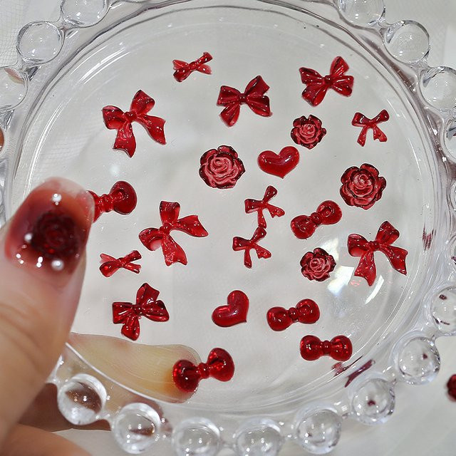 NAILFYOU Nail Art Zubehör, Rote Schleifen, 50 Stück, Glänzend - Bild 1