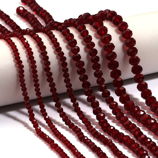louleur Kristallperlen, tiefrotes Glas, 3/4/6/8 mm, Unisex - Bild 1