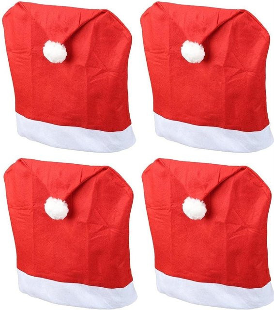 4er Set Novaliv Stuhlhussen im Nikolausmütze-Design für Schwingstühle, Rot, Polyester - Bild 1