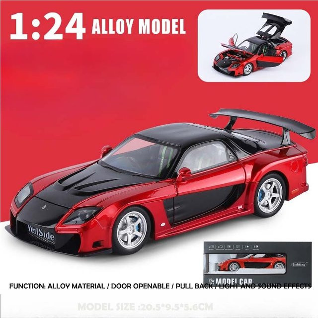 Linyi Toy Car Jdm Rx7 Straßenversion, Automodell, 1:24 Skala, mit Licht und Ton, ab 14 Jahren - Bild 1