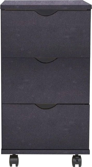 vidaXL Schubladenelement Schwarz mit Rollen für Büro und Wohnräume B: 33 cm, T: 45 cm, H: 60 cm - Bild 1
