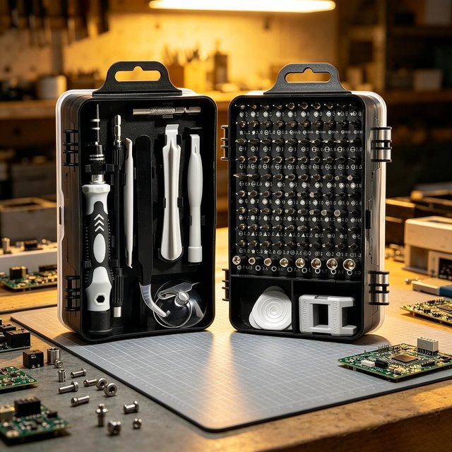 WEEKS 115-in-1 Magnetischer Präzisions-Schraubendreher-Bit-Satz, Multifunktionales Reparaturwerkzeug-Set für Schrauben und Muttern, Schwarz - Bild 1