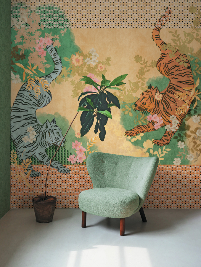 Jannelli & Volpi Mural Noen Tapete mit Animal Print und botanischen Motiven in Multicolour aus Vinyl - Bild 1