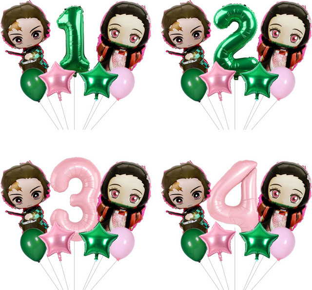 Bandai Demon Slayer Ballon-Set mit Tanjiro und Nezuko als bunte Partydekoration für Kindergeburtstage - Bild 1