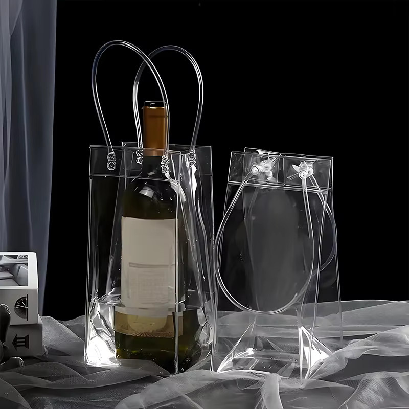 Transparente PVC Geschenkbeutel mit Griff für Hochzeiten, Geburtstage und Blumensträuße, Farbe: Transparent, B/T/H: 25 x 10 x 10 cm - Bild 3