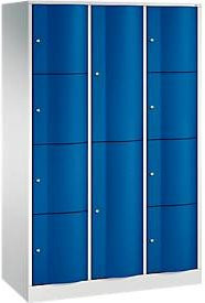C+P Kombi-Schließfachschrank Resisto mit 3 Abteilen und 10 Fächern, Lichtgrau/Enzianblau, B/T/H: 114,8 x 54,0 x 195,0 cm - Bild 1