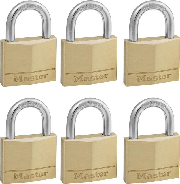 Master Lock Vorhängeschloss aus Massivmessing in Gold und Silber, 6er-Pack, Breite: 40 mm - Bild 2