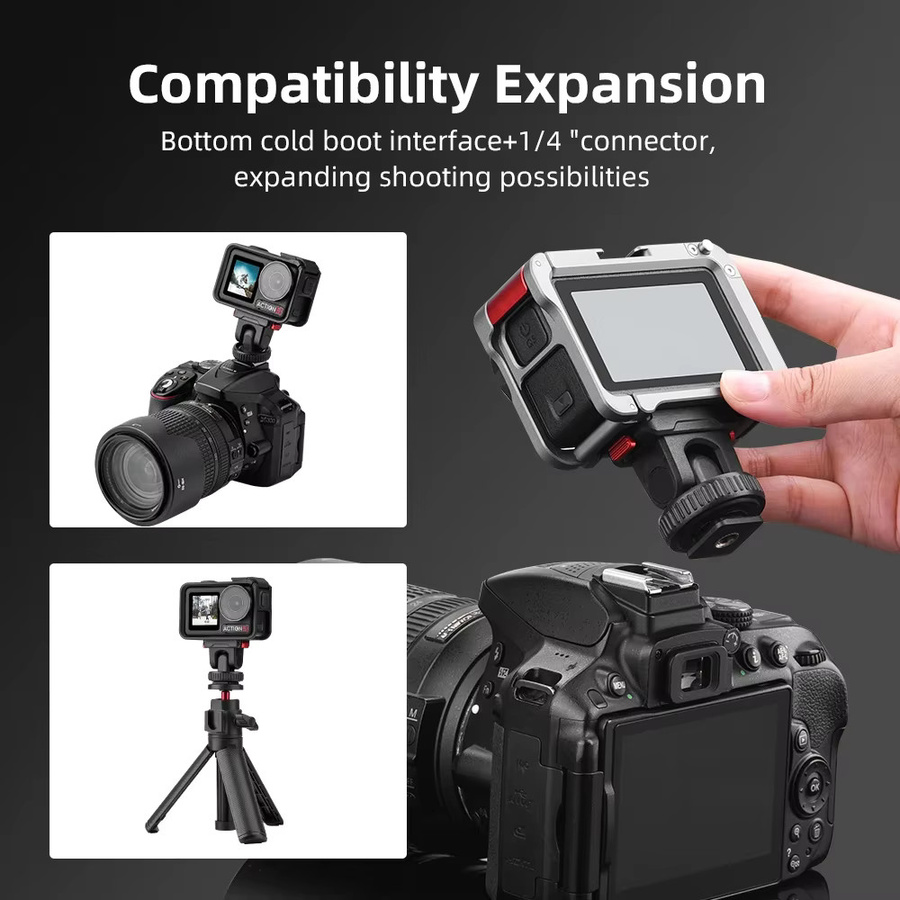 Flymile Cold Shoe Schnellverschlussbasis für DJI Osmo Action 5 Pro, 4 und 3 in Schwarz - Bild 3