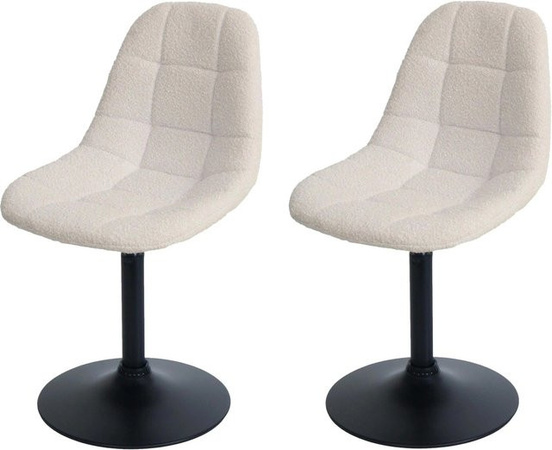 CHEFGASTRO Esszimmerstuhl 2er-Set in Beige aus Bouclé-Stoff und Stahl, Modernes Design, H: 83 cm, B: 47 cm, T: 43 cm, Sitzhöhe: 47 cm