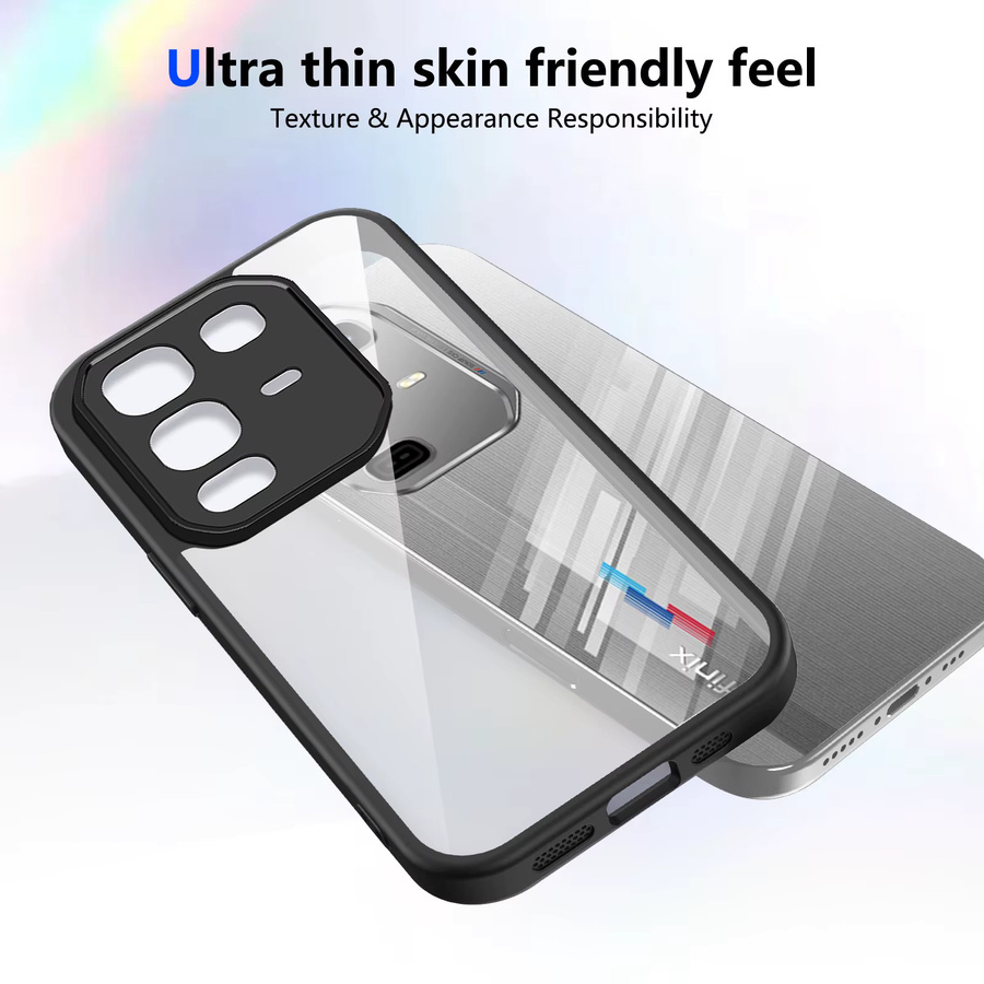 Infinix Note 50 4G Pro 50X Schutzhülle mit transparenter matter Rückseite und Luftpolster-Stoßfänger in Transparent und Purple - Bild 1