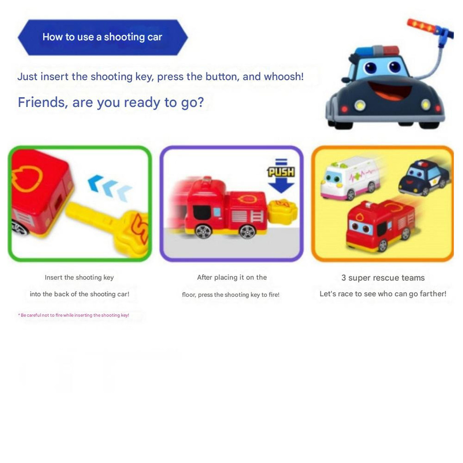 Pinkfong Super Rescue Shooting Car 3-teiliges Set Feuerwehrwagen Polizeifahrzeug Krankenwagen - Bild 4