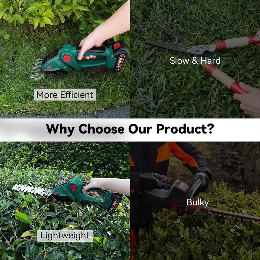Podofo 2-in-1 Kabelloser Elektrischer Heckenschneider und Gartenschere in Grün für Makita LXT Akkus - Bild 5