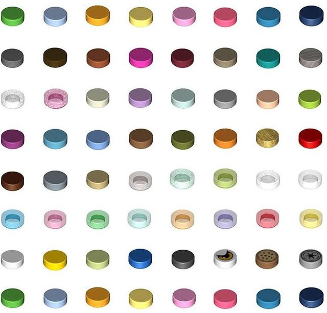 Fliese 1x1 Rund DIY Bausteine Ziegel, 1000-teiliges Set, Bunt / Mehrfarbig, ab 14 Jahre - Bild 1