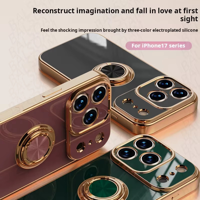 RPKKS Silikon Schutzhülle mit Metall Ring Halter für iPhone Modelle in Schwarz - Bild 3