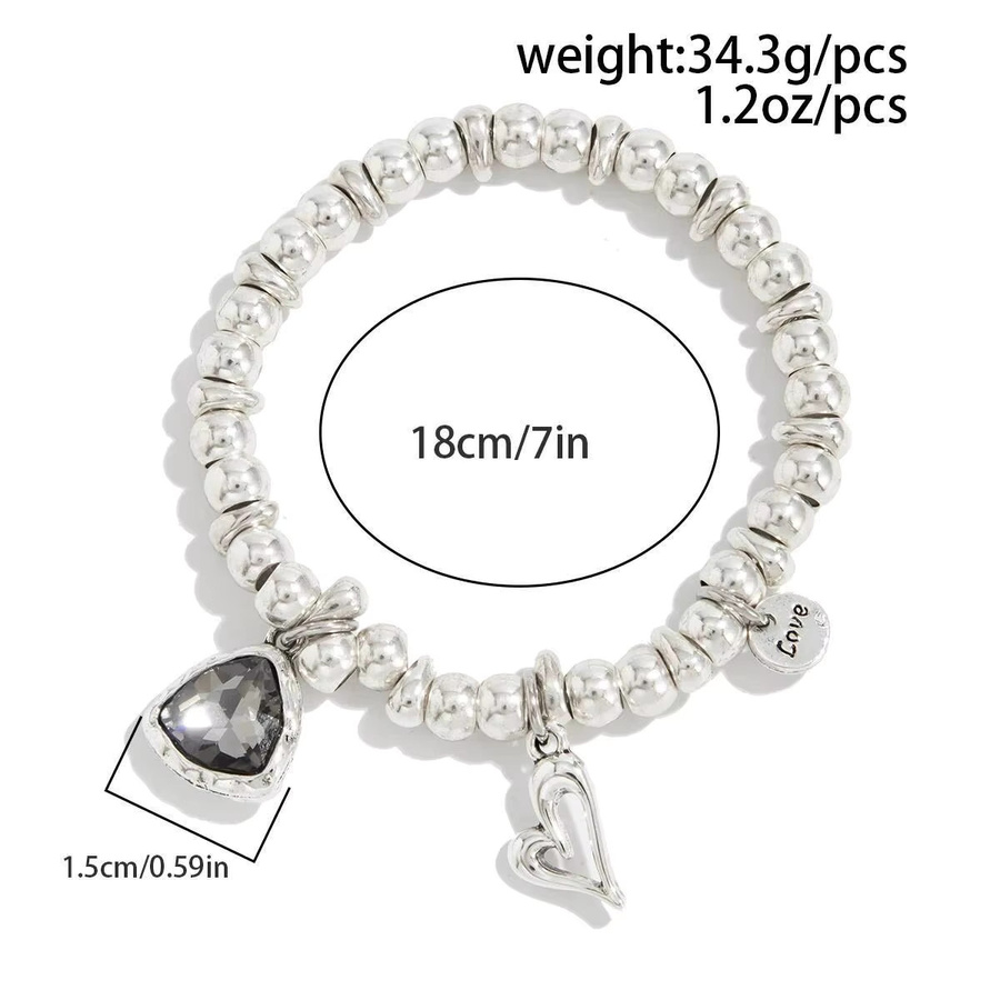 SHIXIN Armband, Acryl, Strass, Herz Anhänger, Silber Farbe, Damen - Bild 3