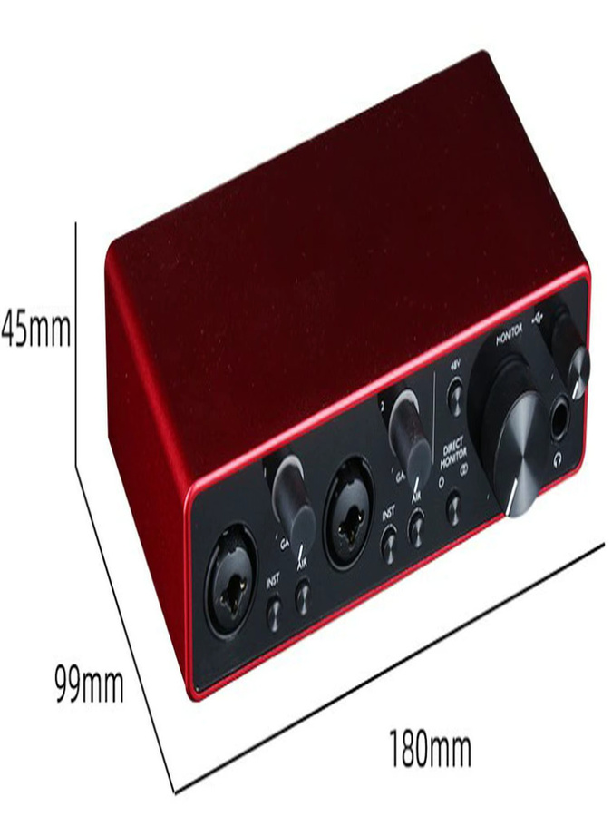 Bytelike USB-Audio-Interface in Rot, 2-Kanal, professionell, Plug & Play, für Studio und Live-Einsätze - Bild 4