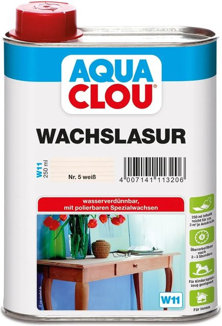 Clou Aqua Clou Wachslasur Weiß 250 ml - Bild 1