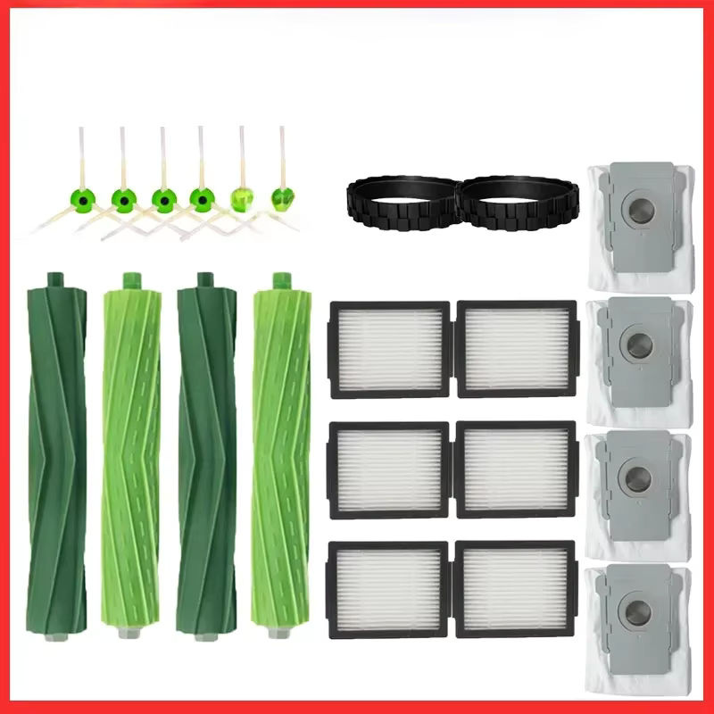 iRobot Roomba Ersatzteil-Set mit HEPA-Filter, Seitenbürsten und Hauptbürste für I7, I6, I8, I3 Plus, E5, E7 und E&I Serie in Grün - Bild 2