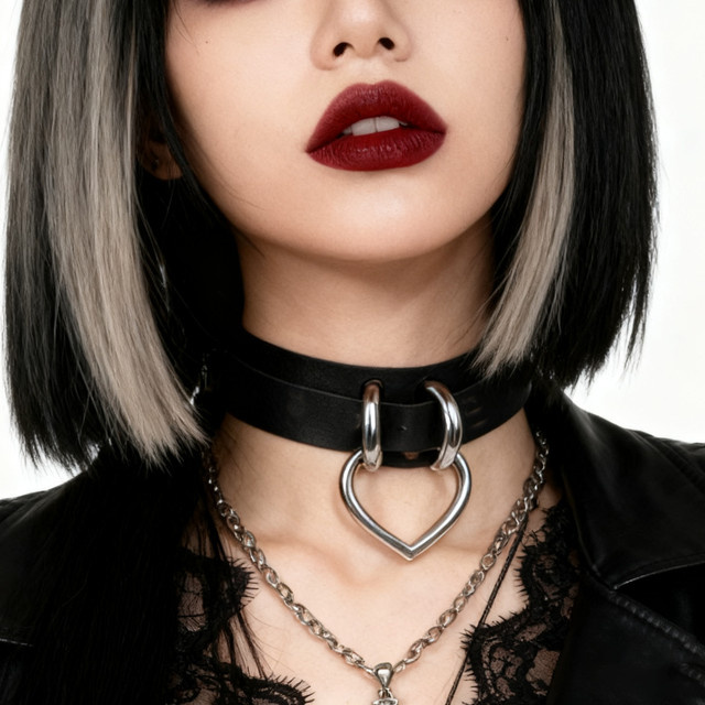 UYEE Choker Halskette, Leder, Schwarz, Damen, Gothic - Bild 1
