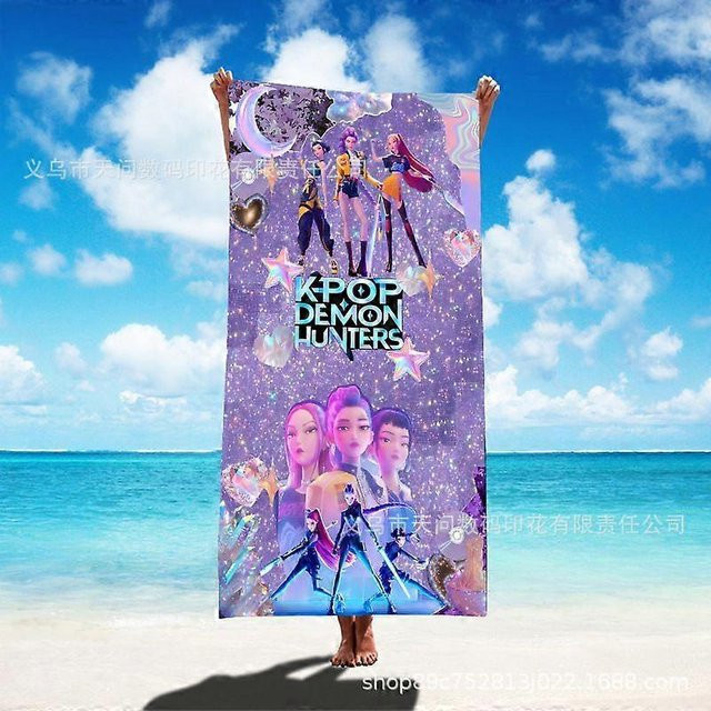 K-POP Demon Slayer Girlgroup Strandtuch aus Polyester-Mikrofaser, wasserabsorbierend und schnelltrocknend, B/H: 75 x 150 cm - Bild 1