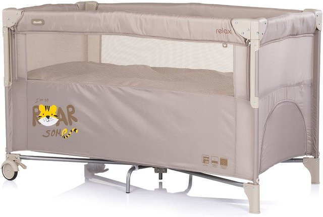 Chipolino Reisebett Relax mit 2 Ebenen, absenkbarer Vorderseite und Seiteneingang, beige braun - Bild 1