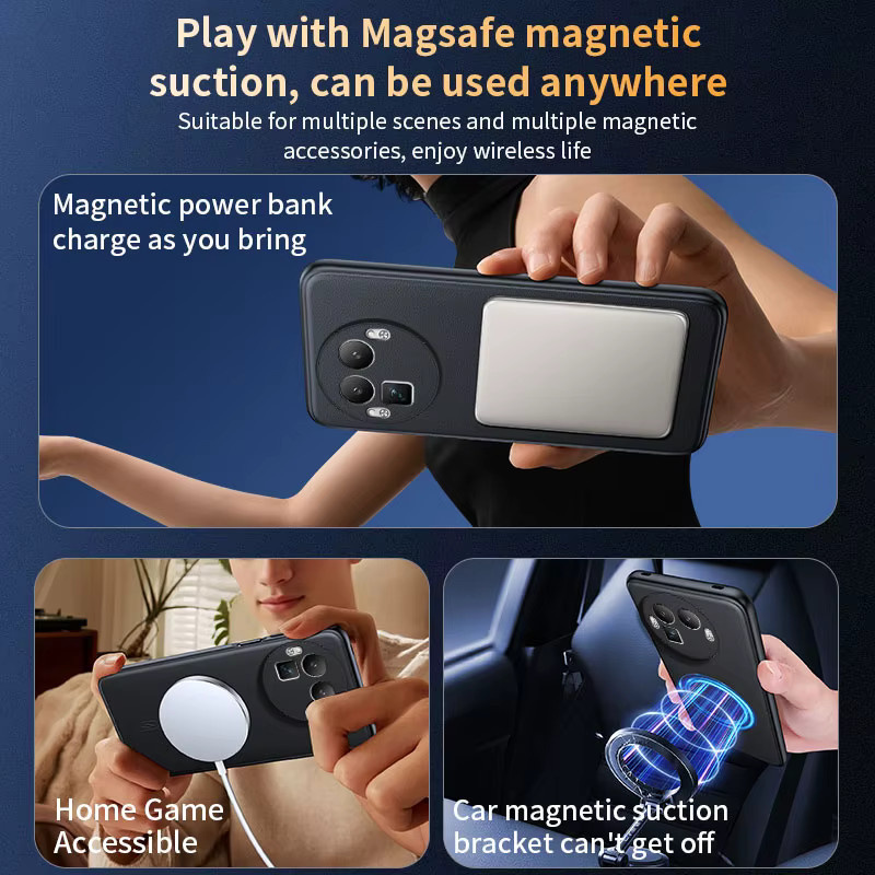 Magnetische Leder-Schutzhülle für OPPO Realme GT 8 Pro und GT8 in Schwarz mit MagSafe-Unterstützung und mattem Finish - Bild 3