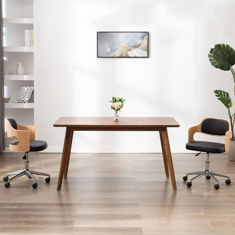 vidaxl Esszimmerstuhl drehbar in Schwarz aus Kunstleder und Holz im modernen Design - Bild 1