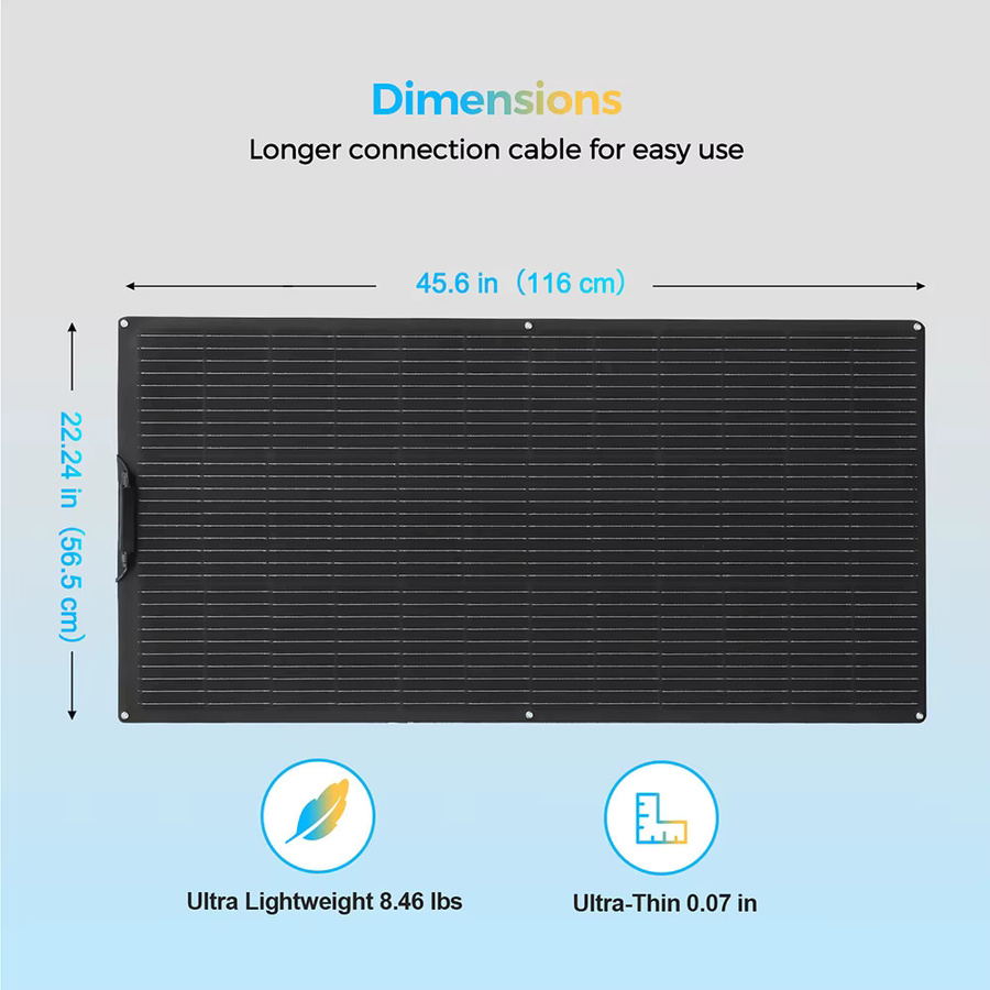 BOGUANG Halbflexibles Solarpanel 150 W, ETFE/PET Photovoltaik Modul für Balkon, Boot und Camper, 19,8 V, Schwarz - Bild 3