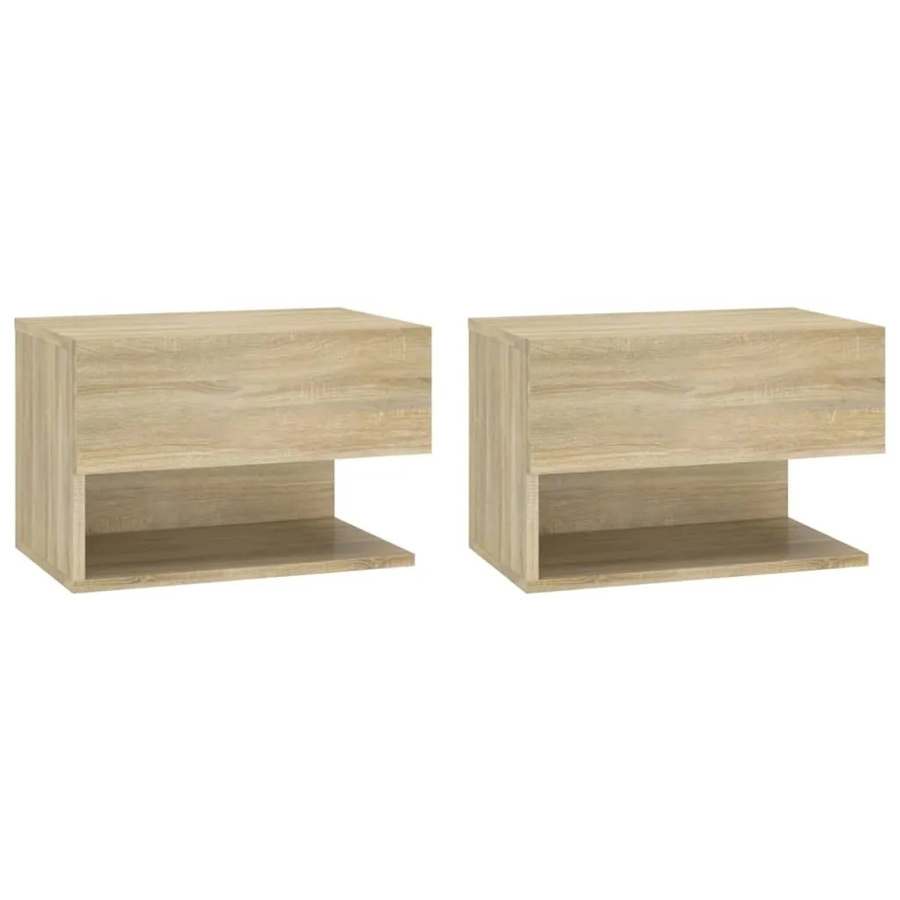 vidaXL Wand-Nachttische 2er-Set aus Holzwerkstoff in Sonoma-Eiche, B/T/H: 29,5 x 29,5 x 30,0 cm - Bild 2