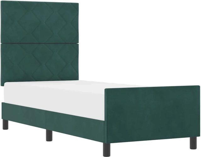 vidaXL Boxspringbett mit Kopfteil in Dunkelgrün aus Samt, B/T/H: 80 x 200 x 128 cm - Bild 1