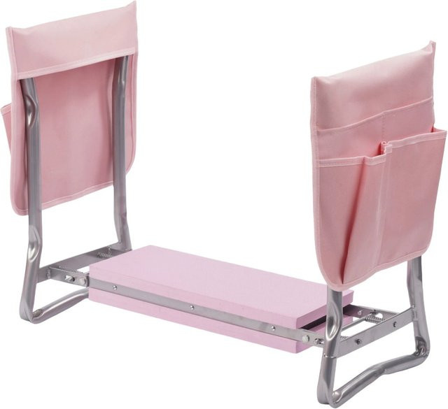 Relaxdays Kniebank aus Stahl in Pink mit Taschen, klappbar, B/T/H: 50 x 60 x 27,5 cm - Bild 1