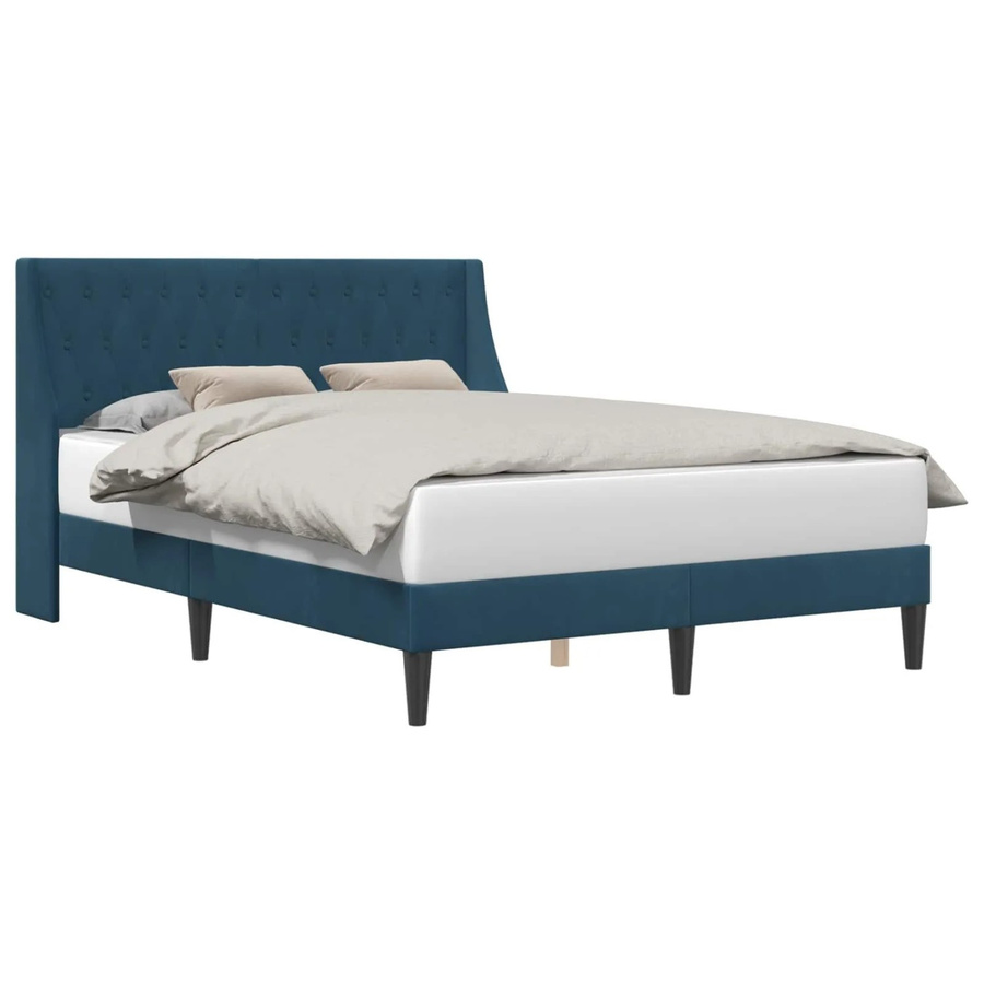 vidaXL Bettrahmen mit Kopfteil aus Samt in Blau, B/T/H: 160 x 200 x 164 cm - Bild 2
