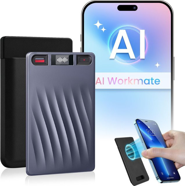 RECPOINT KI-Sprachrekorder mit Transkription und Zusammenfassung, 64 GB, Graue Geräuschunterdrückung - Bild 1