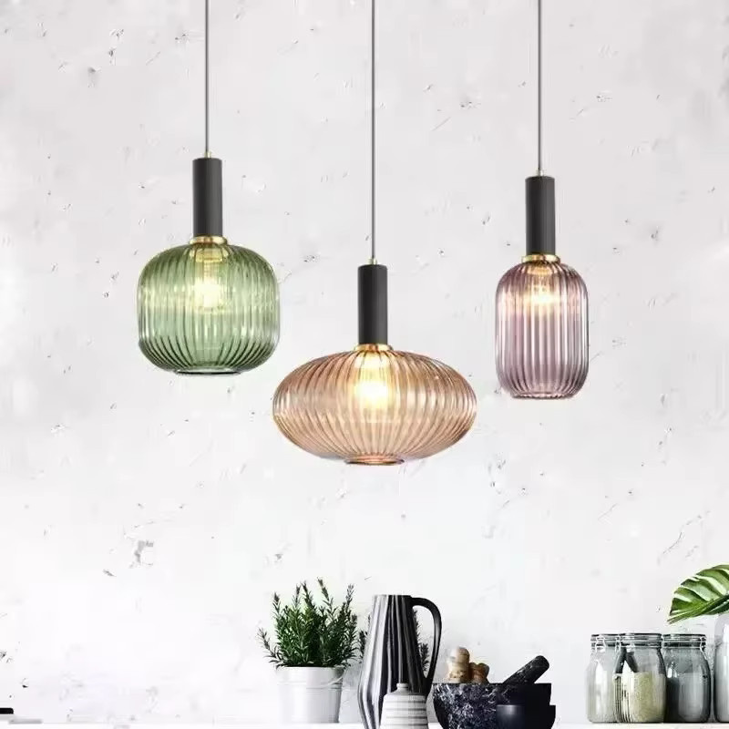 ZIMULONG Retro Pendelleuchte aus buntem Glas für Wohnzimmer und Schlafzimmer mit E27 Fassung - Bild 3