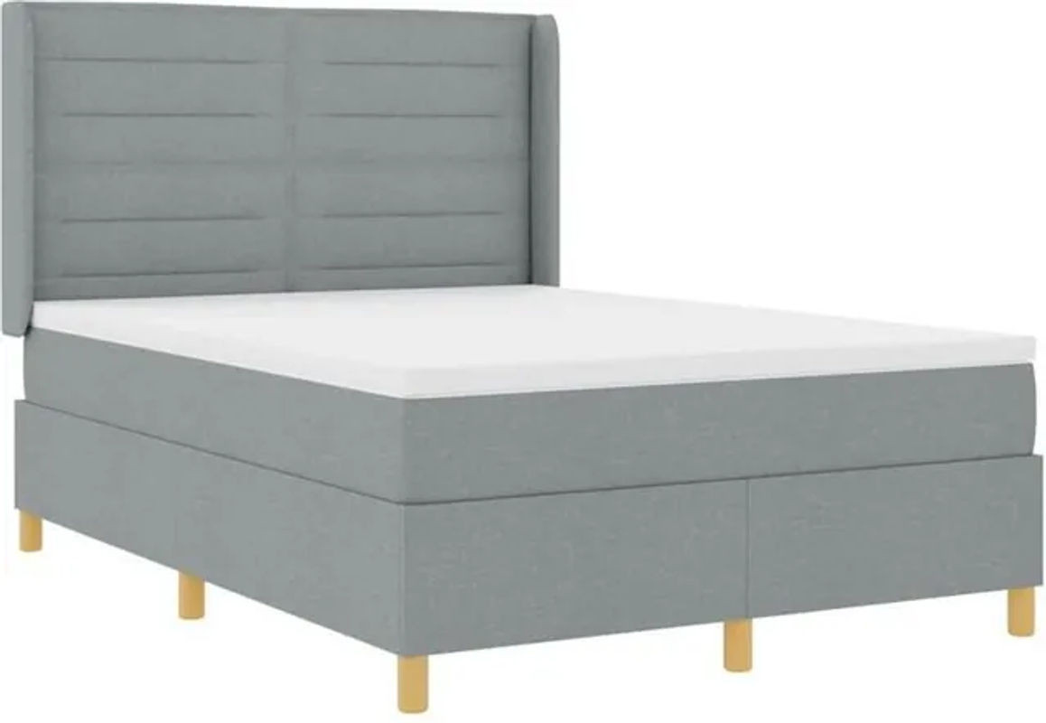 Modernes Boxspringbett mit Matratze von vidaXL in Grau aus Stoff, B/T/H: 140 x 190 cm - Bild 1