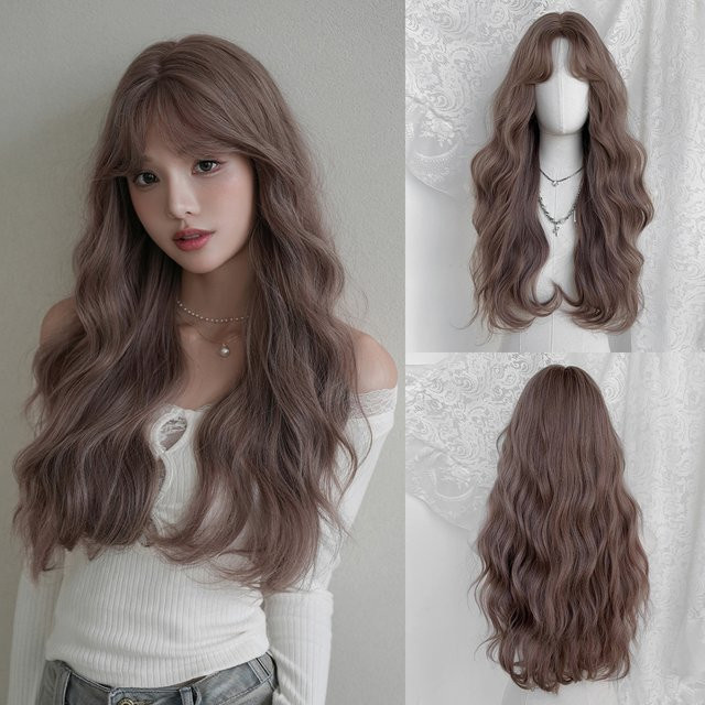 7JHH WIGS Perücke, Lange Wasserwellen, Lila-Braun, Damen - Bild 1
