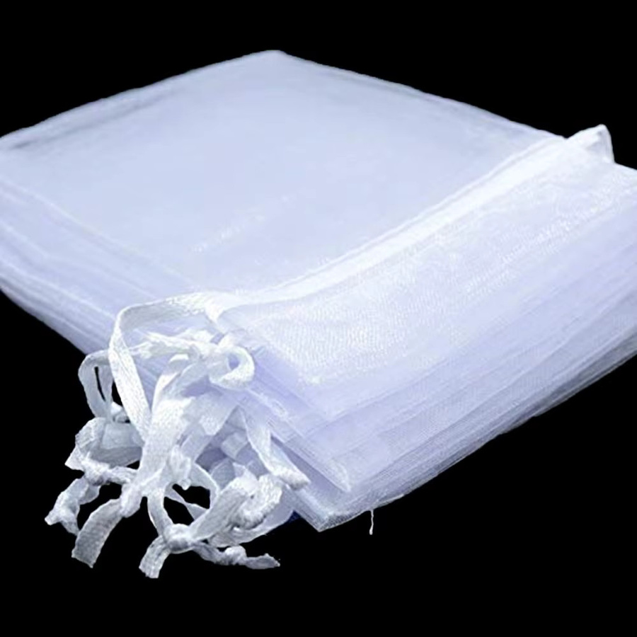 Weiße Organza-Geschenkbeutel mit Kordelzug für Schmuck und Party-Zubehör - Bild 4