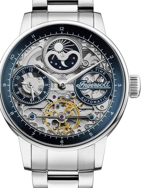 Ingersoll Automatik Herrenuhr, Edelstahl, Blau, 42 mm, 5 ATM - Bild 1