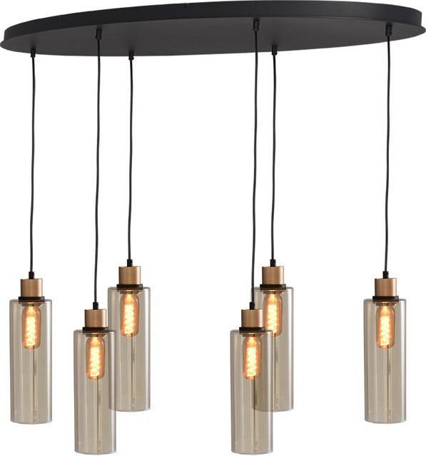 Masterlight Ortona Pendelleuchte 6-flammig oval in Gold/Messing mit transparentem Glas - Bild 1