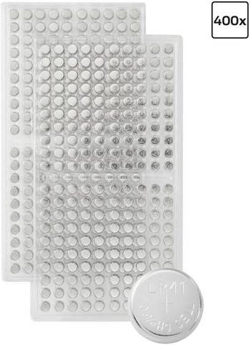Voltcraft Knopfzellen LR41 1.5V Alkali-Mangan AG3, 400 Stück, 35 mAh, Silber - Bild 1