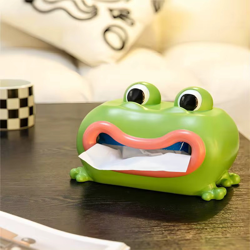 Grüne Taschentuchbox aus Kunststoff mit Froschdesign - Bild 4