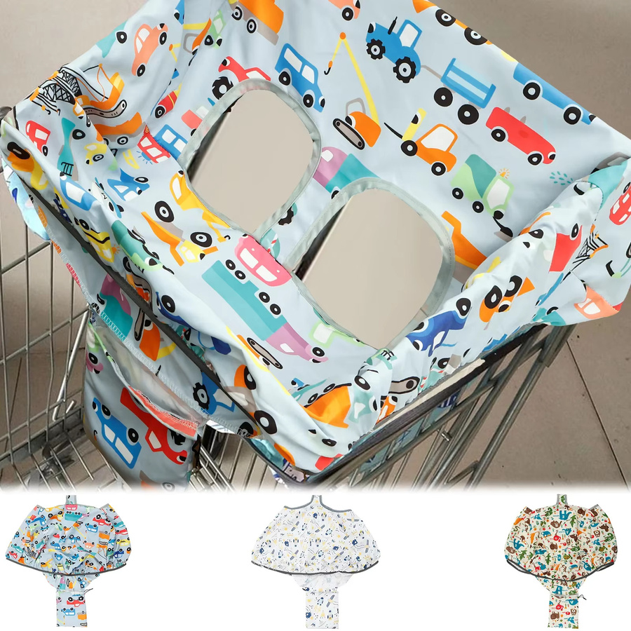 Wasserdichter Baby-Einkaufswagen-Sitzbezug aus Polyester im Karton-Stil, bequemes Anti-Schmutz-Sitzpolster für Kinder, Mehrfarbig - Bild 3