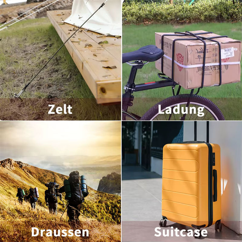 Lotank Elastische Stretch-Seile mit Haken, 8 mm Bungee-Seile in Schwarz für Gepäck, Fahrrad und Auto - Bild 6