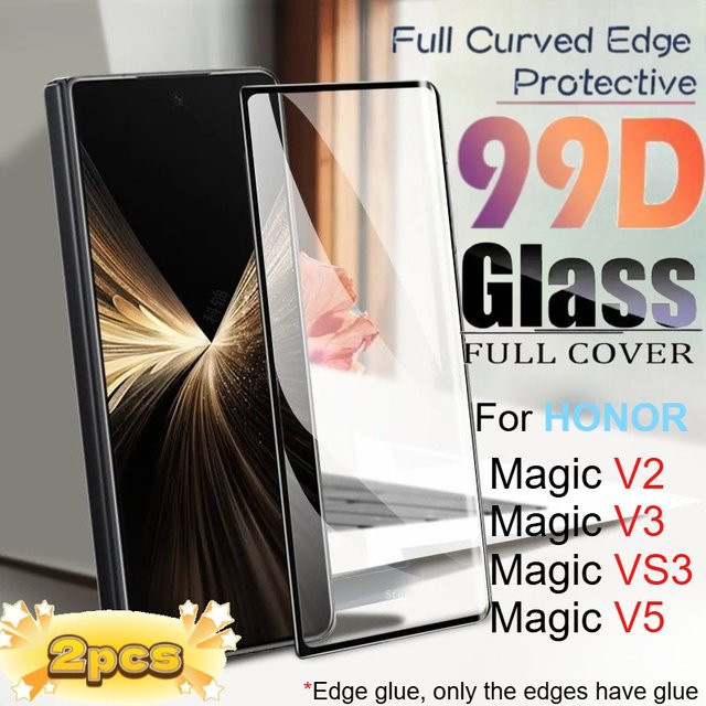 2er-Set 3D gebogenes gehärtetes Glas als Vollabdeckung Display Schutzfolie für Honor Magic V3, V2, V5 und VS3, transparent - Bild 1