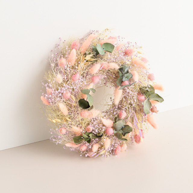 Trockenblumenkranz von BLUME2000 in Pink mit Eukalyptus, Durchmesser: 25,0 cm - Bild 1