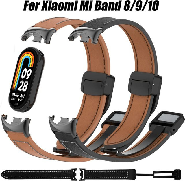 Xiaomi Armband für Mi Band 9 10 8, Silikon, Leder, braun, Damen, Vintage - Bild 1